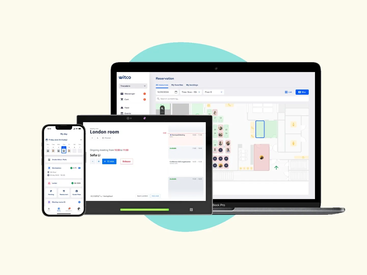 6746f991f0765aa6090ea39c_Witco_RoomBooking_on_mobile_RoomPad_and_desktop app.webp