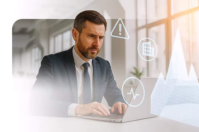 Profissional em ambiente de escritório moderno plataforma de risco.avif