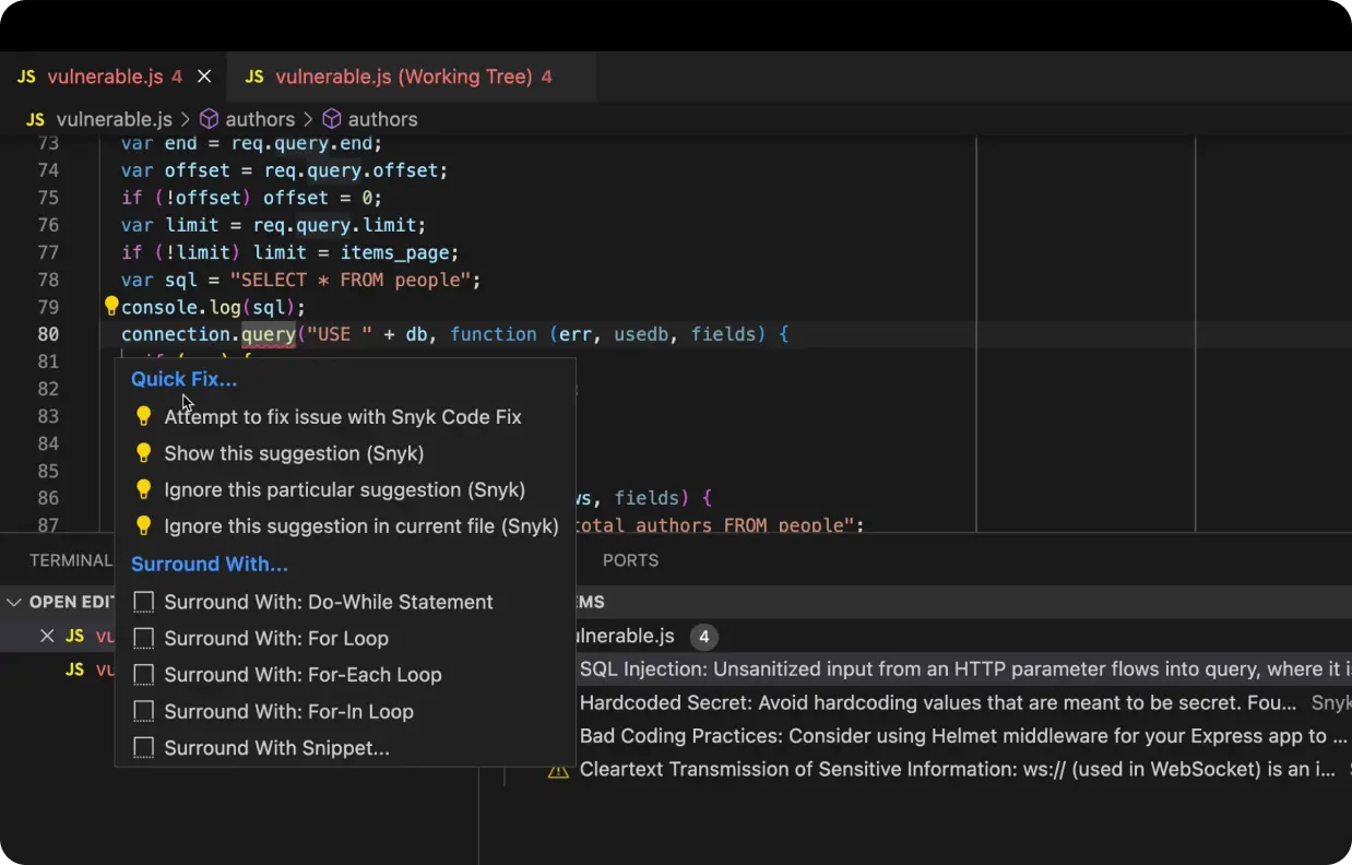 illustration-ui-spot-snyk-deepcode-fix-sql-injection.webp
